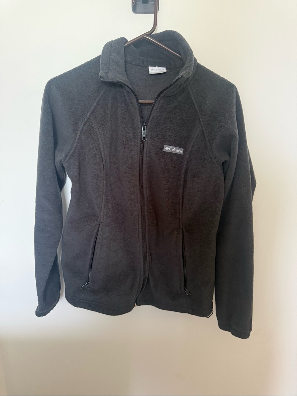 Columbia Black Zip-Up Fleece Jacket with Logo